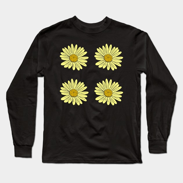 Yellow Daisy Doodle Pack Long Sleeve T-Shirt by NatureGlow